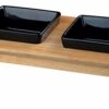 TRIXIE VOERSET KERAMIEK MET HOUTEN ONDERSTEL ZWART
