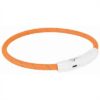 TRIXIE LICHTGEVENDE HALSBAND HOND FLASH USB TPU / NYLON ORANJE