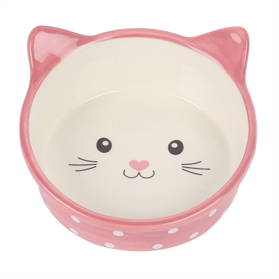 HAPPY PET VOERBAK KAT POLKA ROZE / CREME