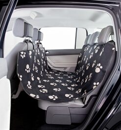 TRIXIE AUTODEKEN POOTPRINT NYLON / FLEECE ZWART / BEIGE