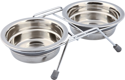 TRIXIE VOERBAK / DRINKBAK DUBBEL RVS GRIJS