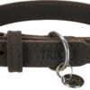 TRIXIE HALSBAND HOND RUSTIC VETLEER DONKERBRUIN