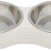 TRIXIE VOERBAK KAT DUBBEL MELAMINE / RVS WIT