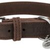 TRIXIE HALSBAND HOND RUSTIC VETLEER DONKERBRUIN