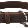 TRIXIE HALSBAND HOND RUSTIC VETLEER DONKERBRUIN