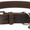 TRIXIE HALSBAND HOND RUSTIC VETLEER DONKERBRUIN