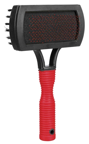 TRIXIE SLICKERBORSTEL 2-ZIJDIG KUNSTSTOF / NYLON & PINNEN