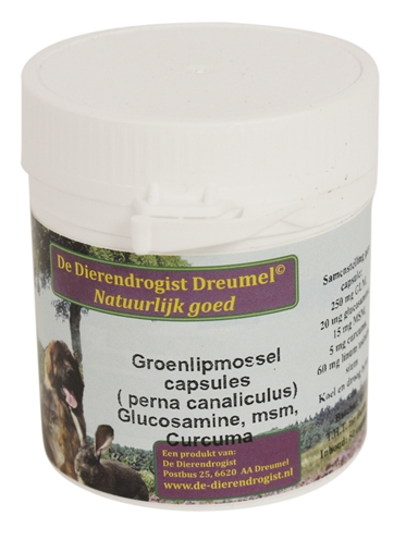 DIERENDROGIST GROENLIPMOSSEL MET GLUCOSAMINE / MSM / CURCUMA