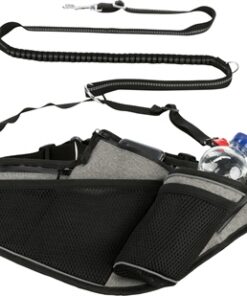 TRIXIE JOGGINGRIEM MET LIJN GRIJS / ZWART