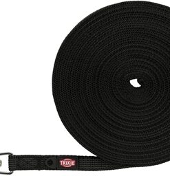 TRIXIE HONDENRIEM SLEEPLIJN MET RUBBER BEKLEED ZWART