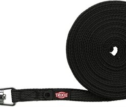TRIXIE HONDENRIEM SLEEPLIJN MET RUBBER BEKLEED ZWART