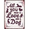 PLENTY GIFTS WAAKBORD BLIK ALL YOU NEED IS LOVE AND A DOG