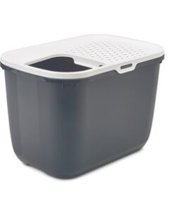 SAVIC KATTENBAK HOP IN ANTRACIET / WIT