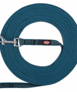 TRIXIE HONDENRIEM SLEEPLIJN MET RUBBER ANTI SLIP PETROL BLAUW