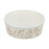 TRIXIE VOERBAK / DRINKBAK HOND PLANTMOTIEF STRUCTUUR KERAMIEK WIT / TAUPE