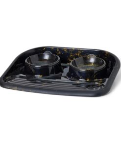 SAVIC BUTLER VOERBAK EN DRINKBAK MET PLATEAU MARBLE ZWART / GOUD