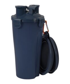 ZOLUX BVK 2IN1 REISSET FLES MET VOERBAK EN DRINKBAK BLAUW