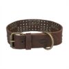 TRIXIE HALSBAND HOND RIVET RUSTIC VETLEER DONKERBRUIN