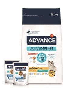 ADVANCE CAT STERILIZED SENSITIVE SALMON + 2 POUCHES CODFISH