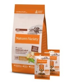 NATURES VARIETY ADULT MINI CHICKEN GRAANVRIJ + 2 FREEZE DRIED TOPPERS