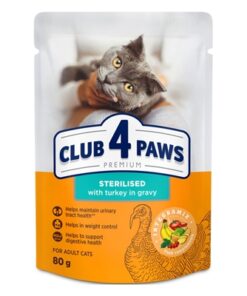 CLUB 4 PAWS PREMIUM ADULT STERILISED TURKEY IN GRAVY POUCH